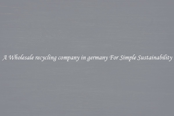  A Wholesale recycling company in germany For Simple Sustainability 